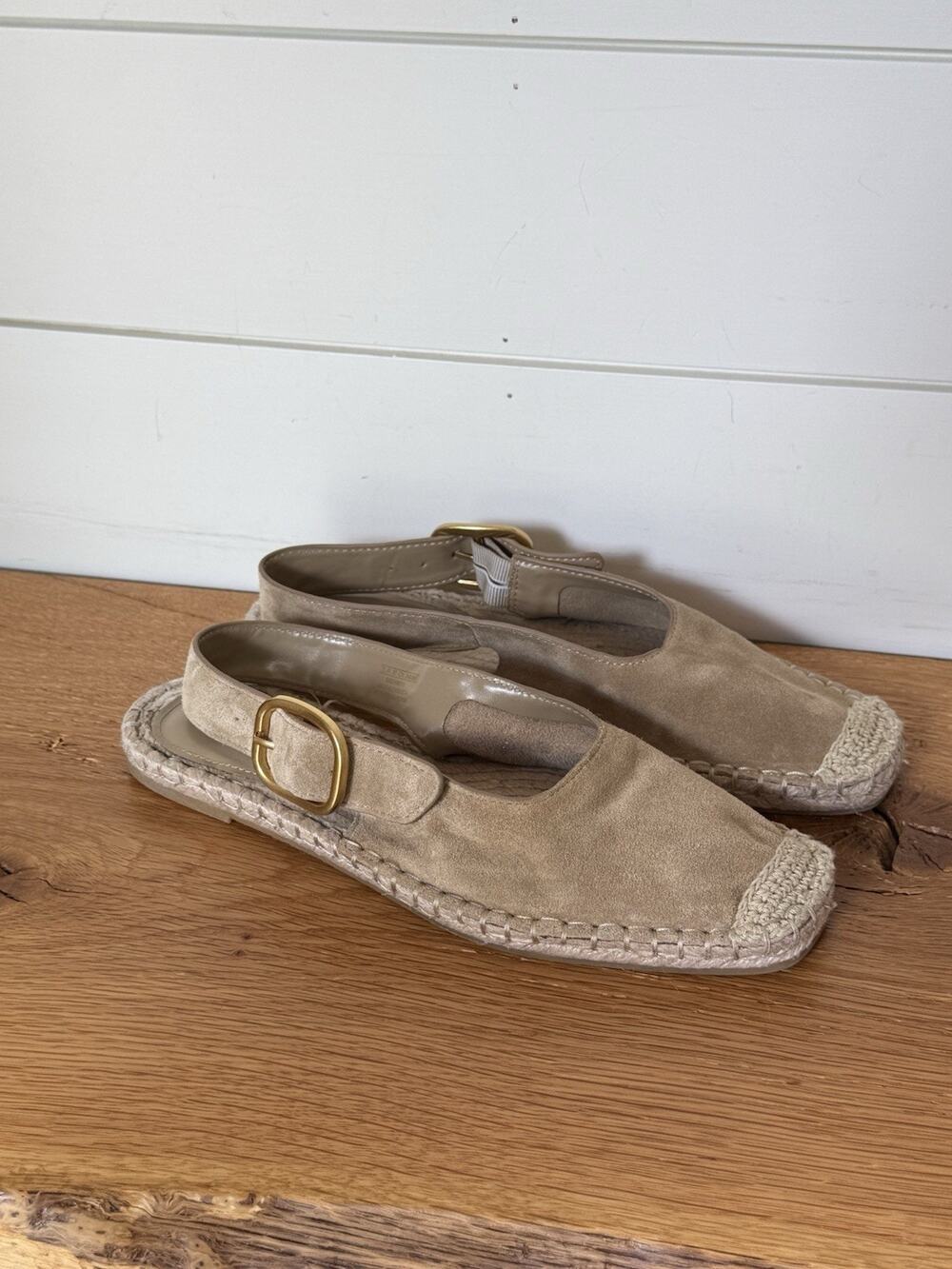 Zara Split Suede Braided Slingback Shoes Size 37 US 6.5